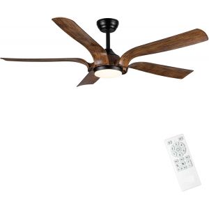 SUBZONAL-Ventilateur Plafond avec Telecommande, 142cm Ventilateur de Plafond avec Lumi&egrave;re Silencieux, 6 Vitesses, 3 CCT Dimmable, R&eacute;versibles CC, Timer, Veille Mode, M&eacute;moire Fonction,Grain de Bois Fo - Neuf