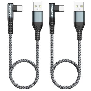 KALANKA-C&acirc;ble USB C [30CM, Lot de 2], 90 Degr&eacute;s C&acirc;ble USB C Charge Rapide 3.1A Nylon Tress&eacute; Cable Type C Angle Droit pour iPhone 15 Pro Max, Samsung Galaxy S23/S22, Note 10, Huawei P40/P30, Pixel - Neuf