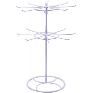 Nbgcm-Étagère À Bijoux Rotative - 2 Niveaux Amovibles - Support Rotatif Pour Colliers Et Colliers - 16 Crochets - Arbre À Bijoux Pour Colliers Et Bracelets, Bagues Et Boucles D'oreilles - Blanc - Neuf