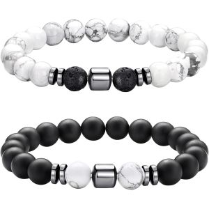 Eryi-Bracelets Perle Pour Homme, Réglables Bracelet Pierre Naturelle Homme, Bracelet Oeil De Tigre Pour Hommes, 8mm Pierres Bracelets Cadeau Bijoux Hommes - Neuf