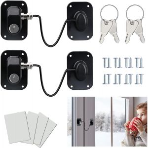 2pcs Securite Fenetre Enfant,Serrure Frigo Pour Enfants Sans Percer,Bloque Verrou Porte R&eacute;frig&eacute;rateur Cabinet Fen&ecirc;tre Avec 4 Cl&eacute;s Et Adh&eacute;sif Puissant Pour Fen&ecirc;tres Portes Tiroirs Blocs (Noir) - Neuf