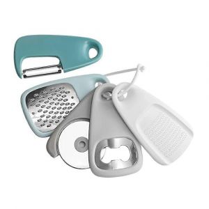 5-pc gadgets de cuisine set: r&acirc;pe &agrave; fromage, couteau, ouvre-bouteille, &eacute;plucheur, broyeur - Neuf
