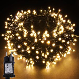 Jgd-Guirlande Lumineuse Led 13m Avec 12 Modes, Minuterie, Pour No&euml;l, Sapin, Jardin, F&ecirc;tes, Mariages, Anniversaire, Nouvel An (100 Leds, Blanc Chaud) - Neuf