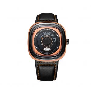 Megir Mode Hommes M&eacute;tal &Eacute;tanche Montre Bracelet En Cuir R&eacute;glable Accessoire (Orange) - Neuf