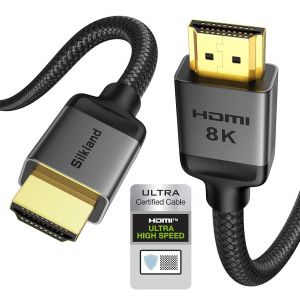 C&acirc;ble HDMI10K 8K 50cm, Certifi&eacute; C&acirc;ble HDMI 2.1 PS5 4K@120Hz/144Hz, eARC HDR10 Dolby Atmos DTS:X HDCP2.3 pour HDTV/Barre de Son/Blu-ray/Projecteur/Ordinateur Portable/Ecran/PC/Switch - Neuf