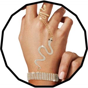 Eryi-Serpent Strass Bague Bracelet Superposé Brillant Chaîne De Main Dainty Bague Bracelet Bijoux Accessoire Pour Femmes - Neuf