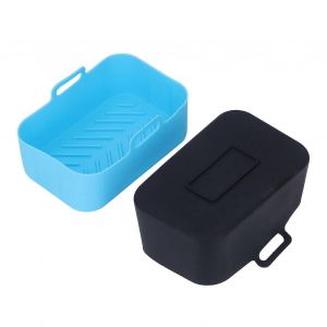 2pcs Fryer Silicone Pot Antiadhésif Réutilisable Doublure Panier Remplacement pour Ninja DZ201 Foodi 8QT Bleu et Noir - Neuf