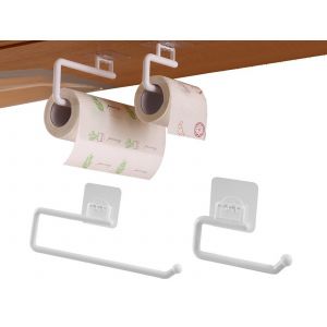 Porte-essuie-tout mural avec crochets auto-adh&eacute;sifs - Neuf