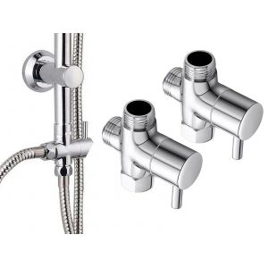 Adaptateur en T pour pommeau de douche 3 voies G1/2 - Lot de 2 - Neuf