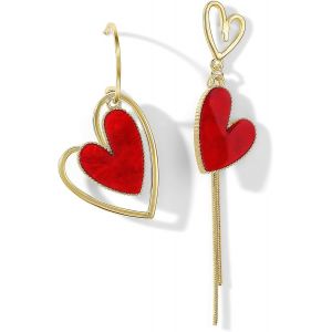 Kalanka-Boucles D'oreilles Pendantes En Forme De C?ur Femme, Boucles D'oreilles Asym&eacute;triques, Rouge Boucles D'oreilles Coeur Fille, Pour Femmes Et Filles, Saint Valentin, Anniversaire, Cadeau Anniver - Neuf