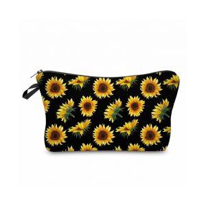 Trousse de maquillage imperméable motif tournesol pour femme | Organiseur de maquillage élégant pour les voyages et le quotidien | Durable et polyvalente - Neuf