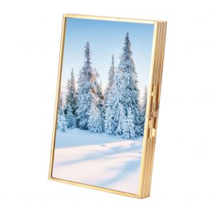 Hjlian Support De Cadre Photo De Bureau En Metal Et Verre Pliable En Laiton A Double Bande - Neuf