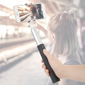 Perche A Selfie Retractable Automatique Portable A Cinq Sections Avec Cable De Charge - Neuf