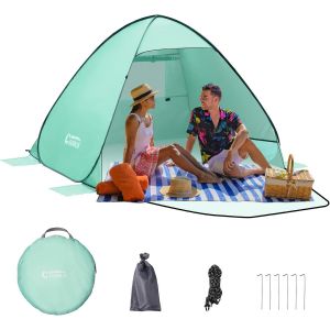 Checarzhn--No1-Tente De Plage Pop Up De Camping De Plage Automatique Protection Upf 50+ Extra Light Tente Portable De Protection Solaire Pour Familles Camping Plage Jardin (Vert, 2 Personnes) - Neuf