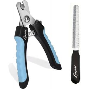 Professional Nail Clippers For Dogs And Cats - Large Size 15.5 Cm Stainless Steel - Claw Clip For Grooming Dogs With Safety - Pet Accessory (Blue-Black) - Neuf