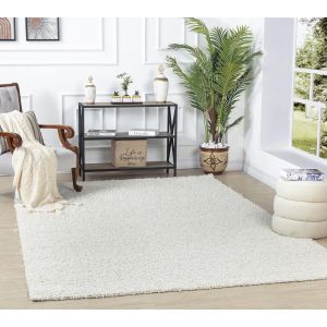 Sjzg-Home Tapis Shaggy Uni - Tapis De Couloir, Salon, Salle &Agrave; Manger, Chambre, Cuisine, Entr&eacute;e - Poil Long Moelleux Et Doux, Beige Motif Berb&egrave;re, Carpette Chambre Monochrome 120x170 Cm - Blanc - Neuf