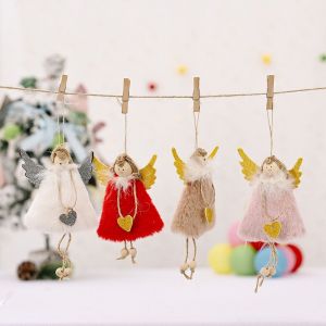 4 Morceaux Ange De No&euml;l En Peluche Poup&eacute;es, Mini Pendaison De Poup&eacute;e Ange Ornement De Cadeau Pour Les Enfants De No&euml;l En Peluche Pendentif Ange Pour Les Vacances De No&euml;l, La F&ecirc;te Des Faveurs - Neuf