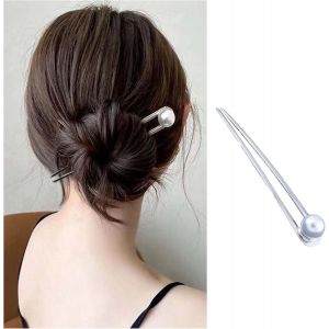 Asas-Épingle À Cheveux En Perle Argentée En Forme De U Épingle À Cheveux Épingle À Cheveux En Perle Blanche Épingle À Cheveux Minimaliste En Métal Pour Coiffure Chignon Accessoires De - Neuf