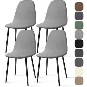 Eryi-Housses Chaise De Salle À Manger Scandinave 4 Pieces Moderne Jacquard Housse De Chaise Extensible Couverture De Chaise Housse Chaise Pour Décoration Salon Cuisine Hôtel (Gris Clair, 4 Pieces)-Kl - Neuf