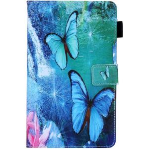 Coque Cuir Pu Compatible Avec Tablette Samsung Tab A 2019 8.0 Pouces T290/T295 Papillons Vert Bleu Motif Lirves Pochette Fille Etui Flip Clapet Silicone Sacoches Antichoc Housse De Protection - Neuf