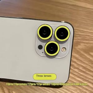 Film De Protection De Cam&eacute;ra En C&eacute;ramique Lumineuse,2-3 Pi&egrave;ces,Pour Iphone 16 12 13 14 15 Pro Max 15 Plus 13 12 Mini Anneau D'objectif,Capuchon Lumineux En Verre.Fruit Green.13pro 13promax(3pcs - Neuf