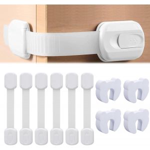Bloc Porte S&eacute;curit&eacute; B&eacute;b&eacute;,6 Pi&egrave;ces Securite Placard Enfant Avec Adh&eacute;sif Fort,B&eacute;b&eacute; De S&eacute;curit&eacute; Verrouillage,Installation Facile,Pour Placards,Porte,Fen&ecirc;tre,Tiroirs,Frigo,Fours,Toilettes - Neuf