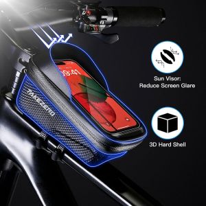 Sacoche Guidon V&eacute;lo T&eacute;l&eacute;phone,Sacoche De Cadre V&eacute;lo &Eacute;tanche Avec D&eacute;crochage Rapide,Pochette Telephone Velo &Eacute;cran Tactile,Sac V&eacute;lo Pour Smartphones 6.8 - Neuf