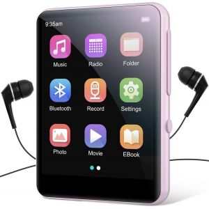 64Go Lecteur MP3 Bluetooth 5.0 avec 2.4"" Tactile Baladeur Lecteur Musical Son HiFi avec Bouton de Volume/Enregistrement Vocal/Radio FM/E-Book, Haut-Parleur HD Int&eacute;gr&eacute;, Carte TF Jusqu&iquest;&agrave; 128G - Neuf