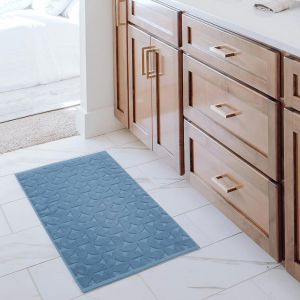 KAL-Tapis De Bain Serviette En Coton (1000G / M²) - Tapis De Salle De Bain Avec Certification Oeko-Tex - Tapis De Douche Absorbant Doux Pour Baignoire - 50X80Cm (Bleu) - Neuf