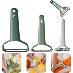 3 Pi&egrave;ces Eplucheur L&eacute;gumes Universel,Eplucheur Pomme De Terre,Avec 3 Fonctions,Epluche Legume De Cuisine Multi-Usages Pour Usage Domestique (Vert) - Neuf
