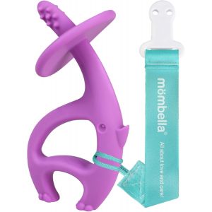 Jouet Dentition B&eacute;b&eacute; Pour B&eacute;b&eacute;s 3-12 Mois Avec Clip, 2 En 1 Mousquetons &Eacute;l&eacute;phants,Anneaux De Dentition,Jouet &Agrave; M&acirc;cher En Silicone Souple Pour B&eacute;b&eacute; De 6 &Agrave; 9 Mois,Violet - Neuf