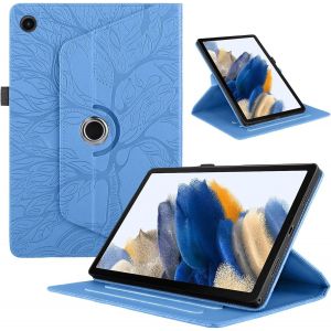 Coque Pour Samsung Galaxy Tab A9 8.7"" 2023 Pu Cuir 360°Rotatif Multi-Angle Stand Flip Étui Arbre De Vie Rotating Étui Protection Tablette Samsung Tab A9 (Sm-X110/Sm-X115) Housse, Bleu - Neuf