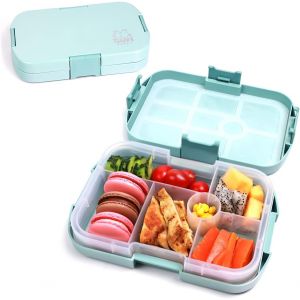Boîte À Déjeuner Pour Enfants, Boîte À Bento Pour Enfants Avec 6 Compartiments, En Plastique Sans Bpa, Pour Pique-Nique, Collation, Salade, Bébé (Bleu) - Neuf