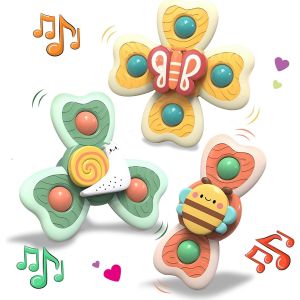 TDRFL-Spinner Bébé Ventouse,Jouets De Bain Bébé Sans Bpa Baby Spinner Toy Imperméable Jouet De Bain Bébé Jouet Ventouse Chaise Haute Enfant Voiture Piscine Jeux Sensoriel Bebe Filles Garçons - Neuf