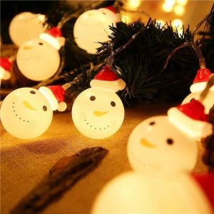 No&euml;l Bonhomme De Neige D&eacute;corations De Plein Air, Le No&euml;l Des F&eacute;es Cha&icirc;ne De Lumi&egrave;res Imperm&eacute;ables &Agrave; Piles De L'int&eacute;rieur, De 4,9 Ft 10 Led Diy Ornement De La Maison De Chambre &Agrave; Coucher Jardin Patio - Neuf