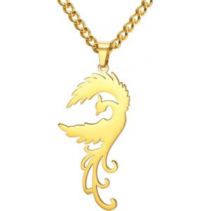 Collier De Phénix En Acier Inoxydable Collier Pendentif Animal Mythologique Oiseau Amulette Du Renaissance Du Phénix Bijoux De Protection Pour Femme Et Fille - Neuf
