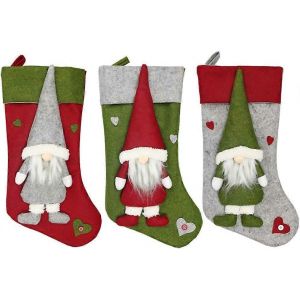3 pcs bas de Noël,chaussettes de poupée sans visage,décorations suspendues personnalisées bas cadeau ornements sac de bas pochette - Neuf