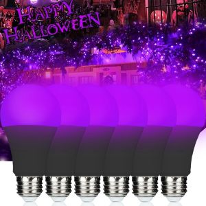9w Uv Ampoule De Lumière Noire Avec Éclairage Violet, E27 Ampoule De Nuit Noire 395nm Lumière Noire Pour La Peinture De Corps, Anniversaire D'enfant, Halloween, Fête (6, Black)[Amp744034] - Neuf