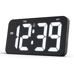 ChenQuanSarl-Horloge Murale Numérique Avec Grand Écran De 10"", Date, Semaine, Heure D'Été, 12/24 Heures, Gradation Auto, Alarme Horloge Murale Pour Salon, Chambre, Bureau (Noir) - Neuf