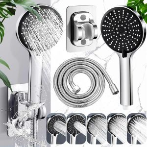 CAP-Douchette de Grande Taille 12cm de Diamètre, Pommeau Douche Haute Pression Anti Calcaire Flexible Douche à Effet Pluie Avec 5 Modes, Pommeau de Douche Avec Support Tuyau 1,5 m et Support - Neuf