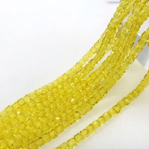 KAL-Lot De 98 Perles De Verre À Facettes - Perles De Verre Multicolores - Carrées - Simulées - Pour Artisanat, Bracelets, Bijoux, Bagues, Colliers - Jaune - 4 Mm - Neuf