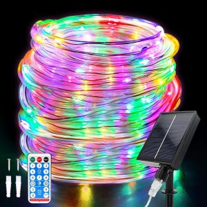 Tube Lumineux Solaire Extérieur, Étanche Guirlande Lumineuse Tube 22 Mètre 8 Modes 200 LED Solaire Tube Lumineux avec Télécommande pour Jardin Piscine Mariage Fête de Noël Décorations - Neuf
