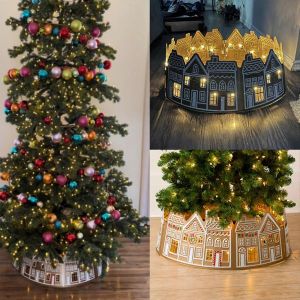 Collier de sapin de No&euml;l LED 60 cm (lot de 5), compatible avec tous les sapins, jupe incluse - Neuf