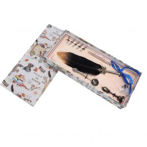 Stylo plume vintage de style europeen, stylo de calligraphie, plume d'oie, decoration d'interieur, cadeau (noir) - Neuf