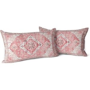 Slep-Lot De 2 Housses De Coussin Boho Rose Antique Et Vintage Design Housse De Coussin En 30x50 Cm Doux Pour Canap&eacute; De Jardin, Canap&eacute;, Lit - Taies D'oreiller D&eacute;coratives 12x20 Pouces - Neuf