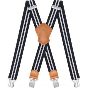 Tzf-Bretelles Homme Larges Réglable Élastique Extra Fort 4 Robuste Clips, Pour Hommes Et Femmes Avec En Forme X Design Et Sangles Extra Larges -4cm - Neuf