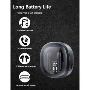 Ecouteurs Bluetooth Sans Fil Pour Samsung A16 A17 A35 A55 A54 Pixel 8A 9A,Casque Bluetooth 5.3 Avec Enc R&eacute;duction Bruit Mic Led Hifi Son St&eacute;r&eacute;o 50H Dur&eacute;e Lecture Usb-C Charge Rapide Pour Iphone 16E 1 - Neuf