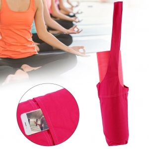 Sac De Rangement Multifonctionnel En Toile Pour Tapis De Yoga, Sac De Transport Pour Sports De Fitness Avec Longue Sangle, Rose Rouge - Neuf