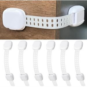 Kalanka-Bloc Porte Sécurité Bébé, Lot De 6 Sécurité Placard Enfant, Longueur Ajustable, Rotation À 360°, Bloque Placard Bébé Pour Tiroir, Porte, Fenêtre, Frigo, Fours, Toilettes, Sécurité Domestique - Neuf