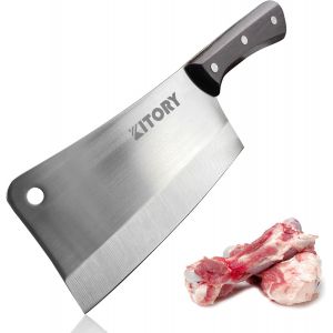 Couteau De Chef Feuille De Boucher 18 Cm Chinois Couperet De Cuisine Acier Inoxydable Adapt&eacute; Aux L&eacute;gumes Et Viande, Poign&eacute;e Ergonomique En Bois De Poirier - Neuf